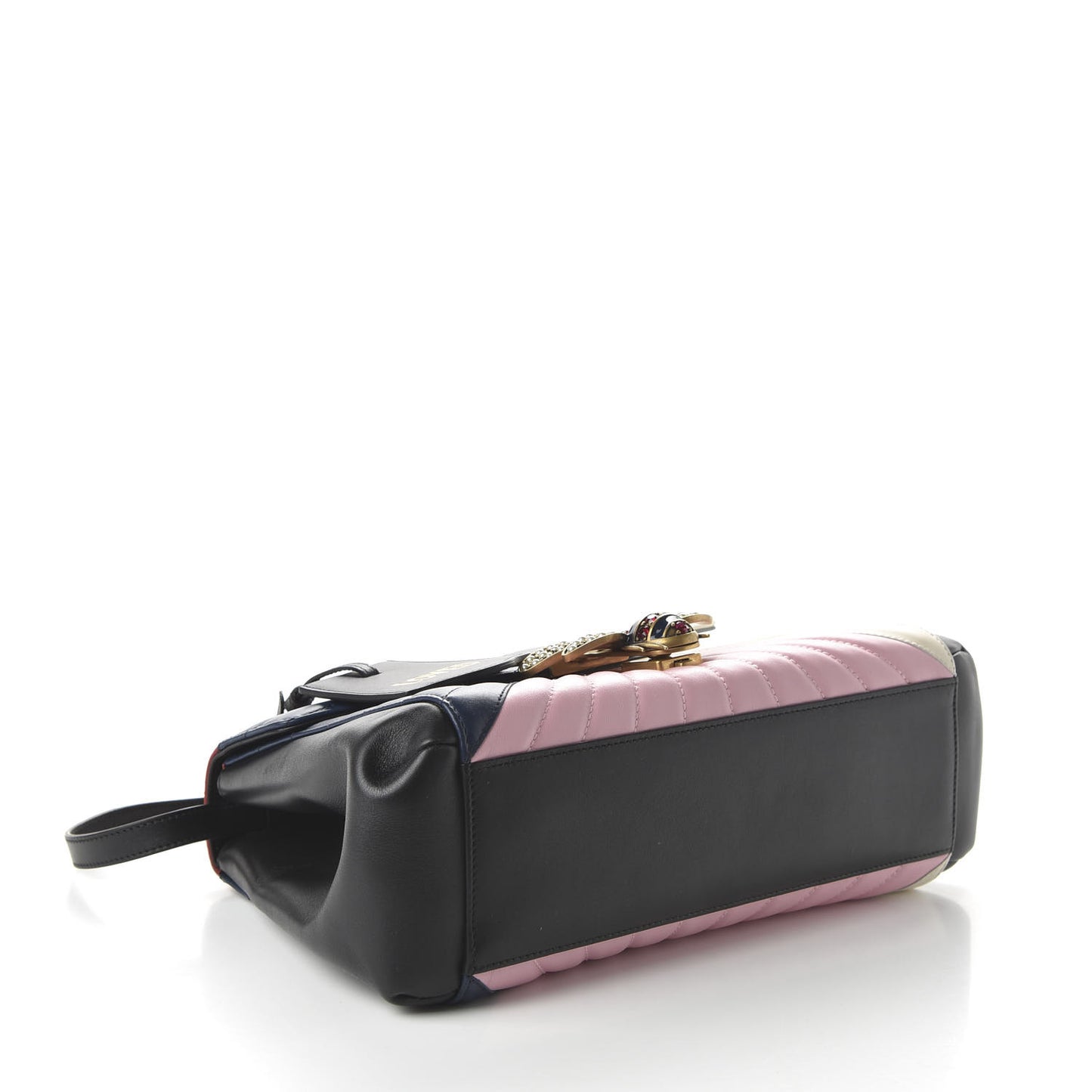 Calfskin Bamboo Trapuntata Queen Margaret Top Handle Bag Blue Agata Hibiscus Red Mystic White Sugar Pink