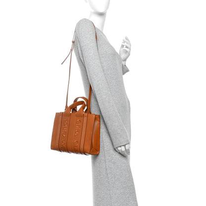 Chloe Calfskin Small Woody Tote Caramel 2 of 10
