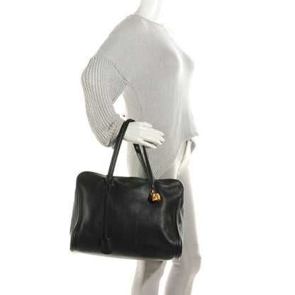 Alexander McQueen Pebbled Calfskin Medium Skull Padlock Zip Around Tote Black 2 of 7