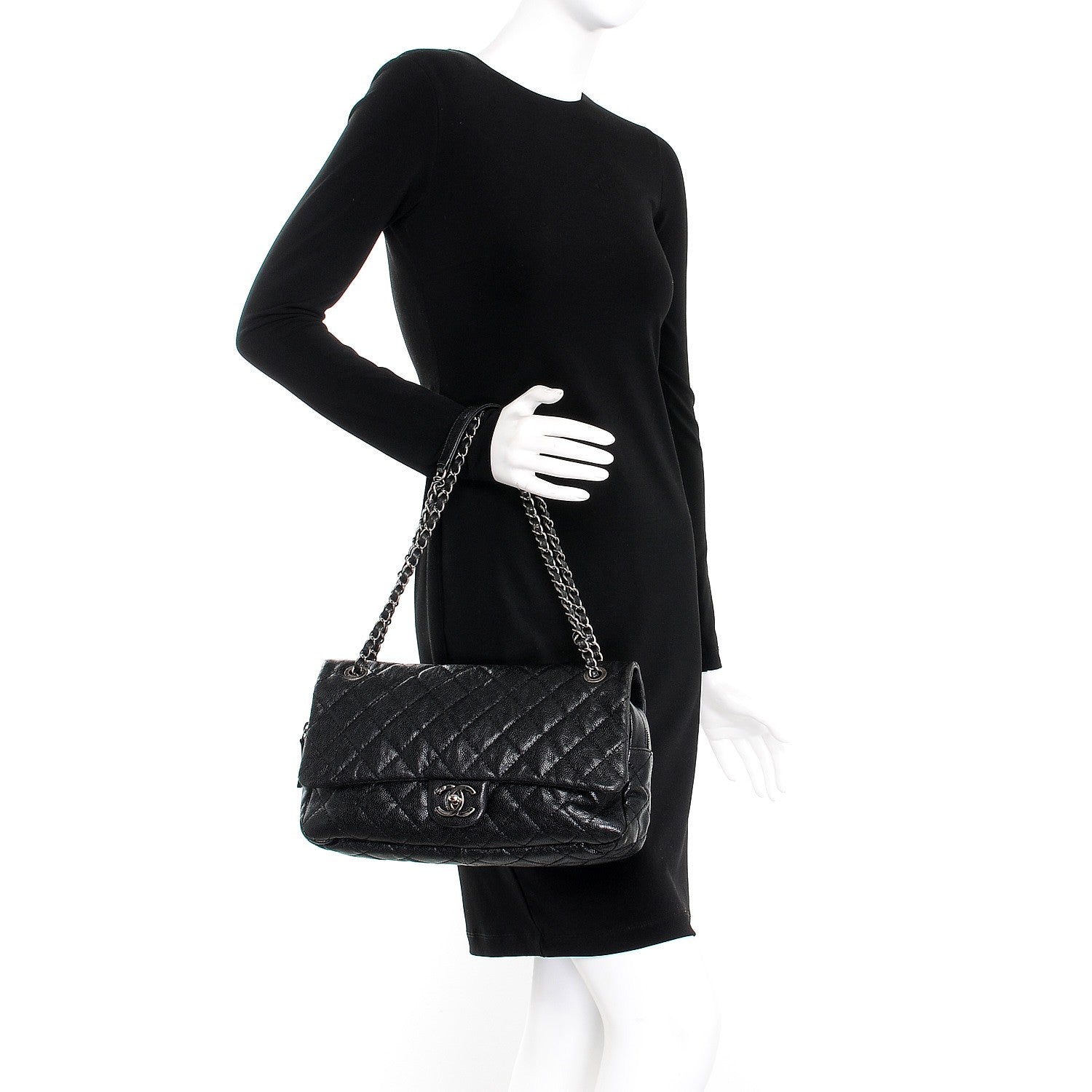 Chanel Iridescent Caviar Quilted Large Chic Flap Black 2 of 10