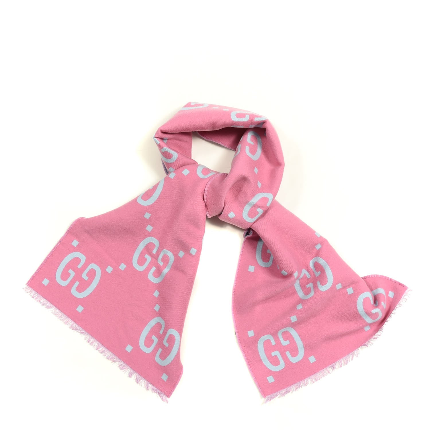Gucci Wool Silk Monogram Jumbo GG Freedom Scarf Roseate Sky Blue 1 of 4