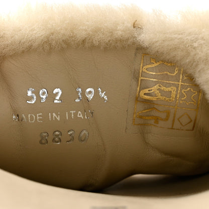 Prada Shearling Metal Triangle Logo Lug Sole 20mm Slide Sandals 39.5 Ecru 6 of 9