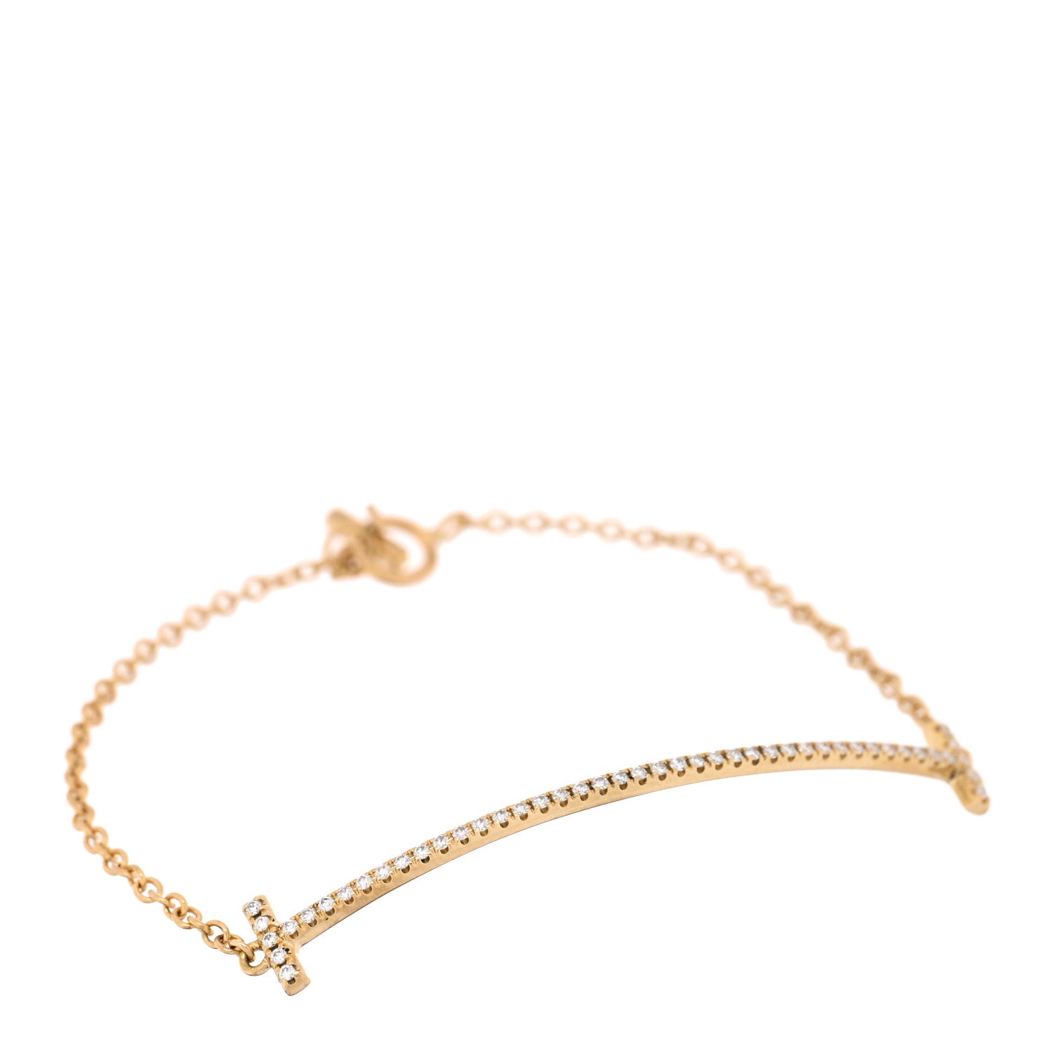 Tiffany 18K Yellow Gold Diamond T Smile Bracelet 1 of 3