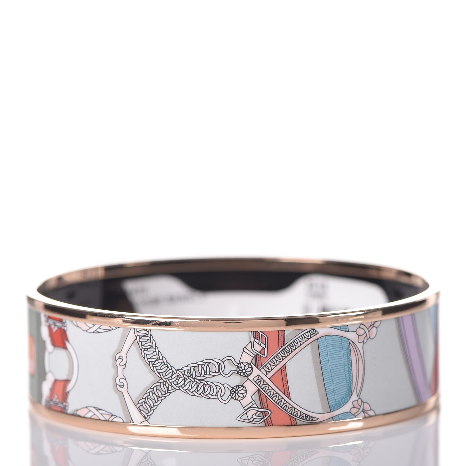 Hermes Enamel Printed Wide Cavald'Or Bracelet 65 Romantique 3 of 4