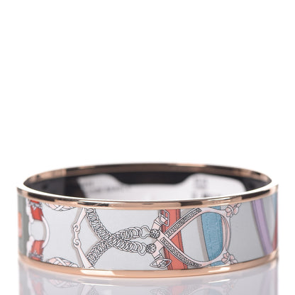 Hermes Enamel Printed Wide Cavald'Or Bracelet 65 Romantique 3 of 4