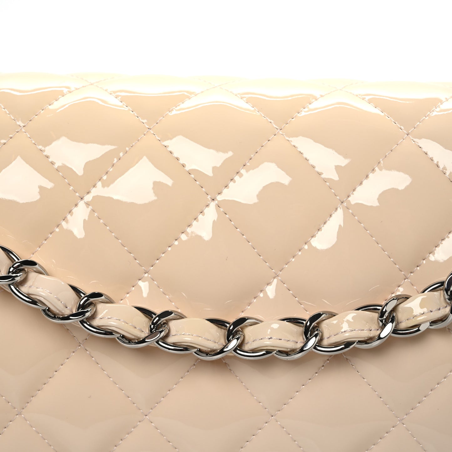 Patent Quilted Jumbo Double Flap Light Pink