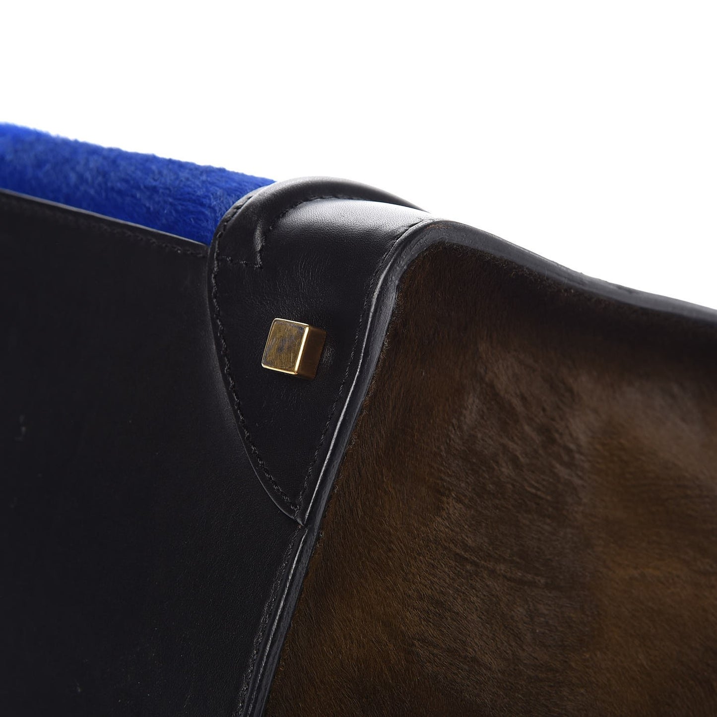 Pony Hair Mini Tri-Color Luggage Royal Blue