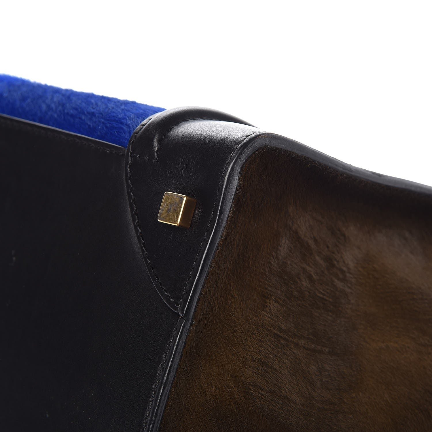 Celine Pony Hair Mini Tri-Color Luggage Royal Blue 11 of 13