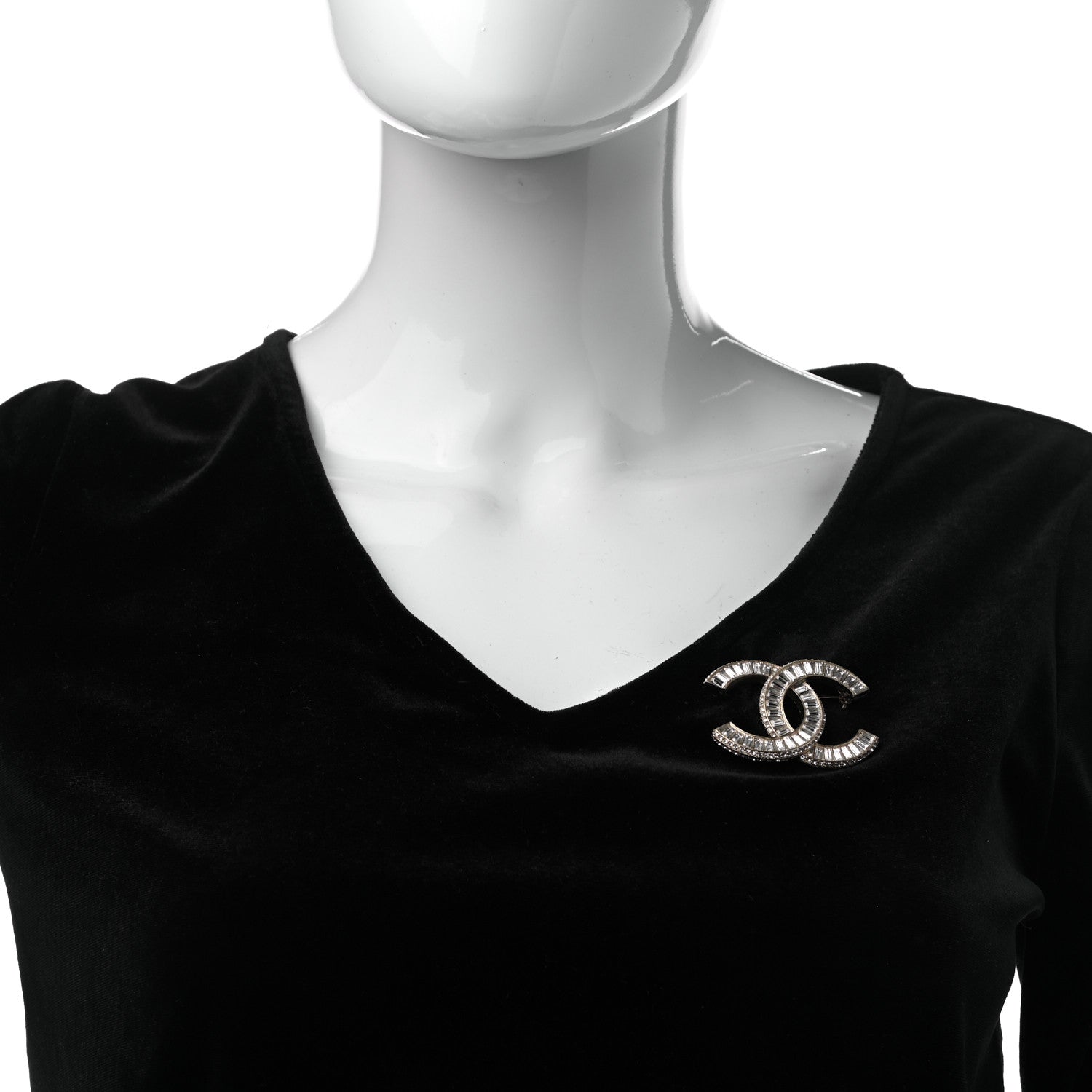 Chanel Baguette Crystal CC Brooch Gold 2 of 7