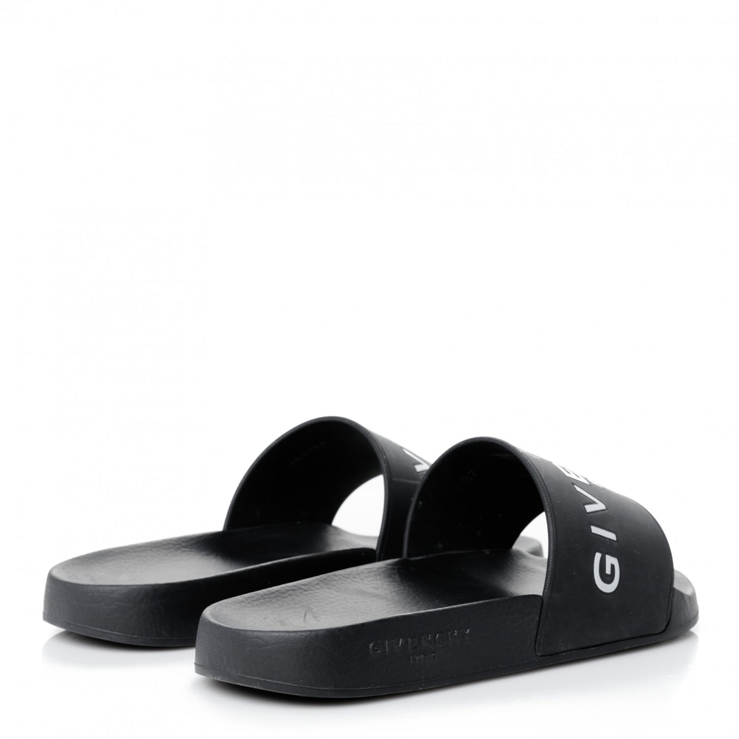 Rubber Logo Pool Slide Sandals 37 Black