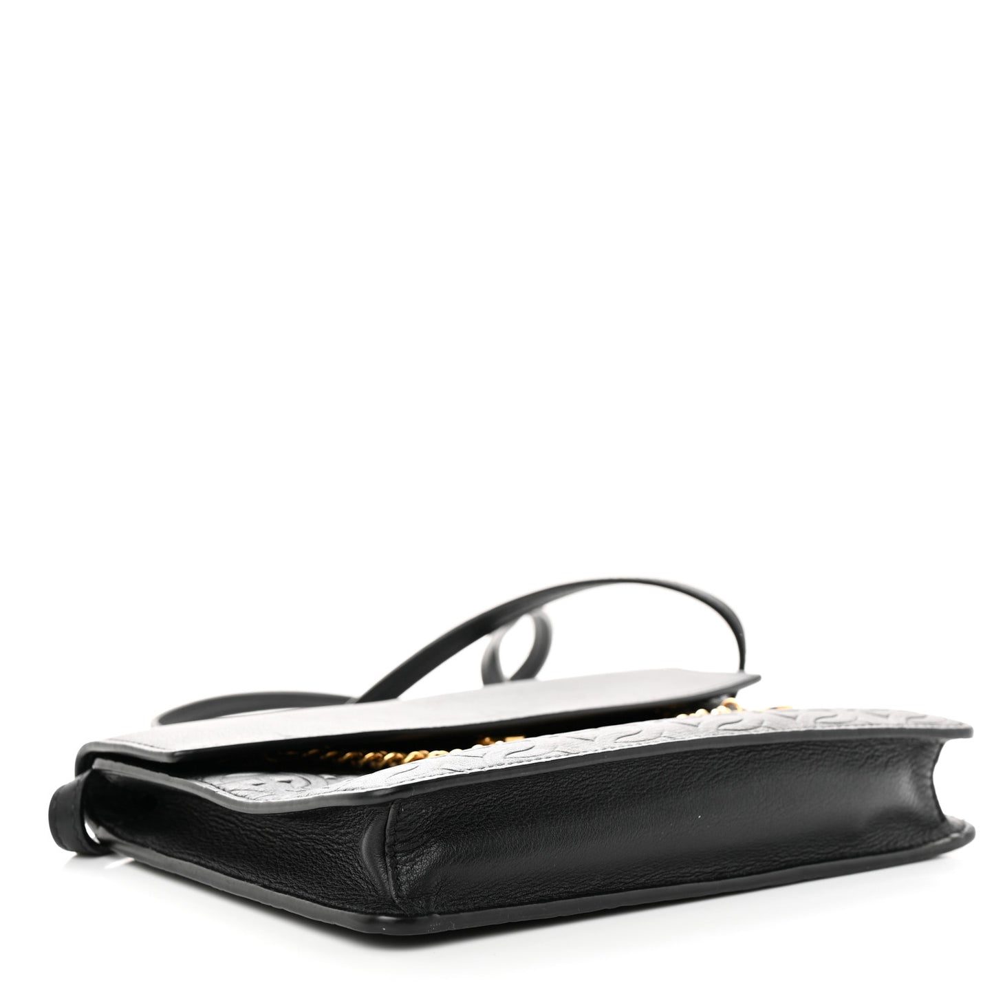 Calfskin Gancini Embossed Chain Bag Black
