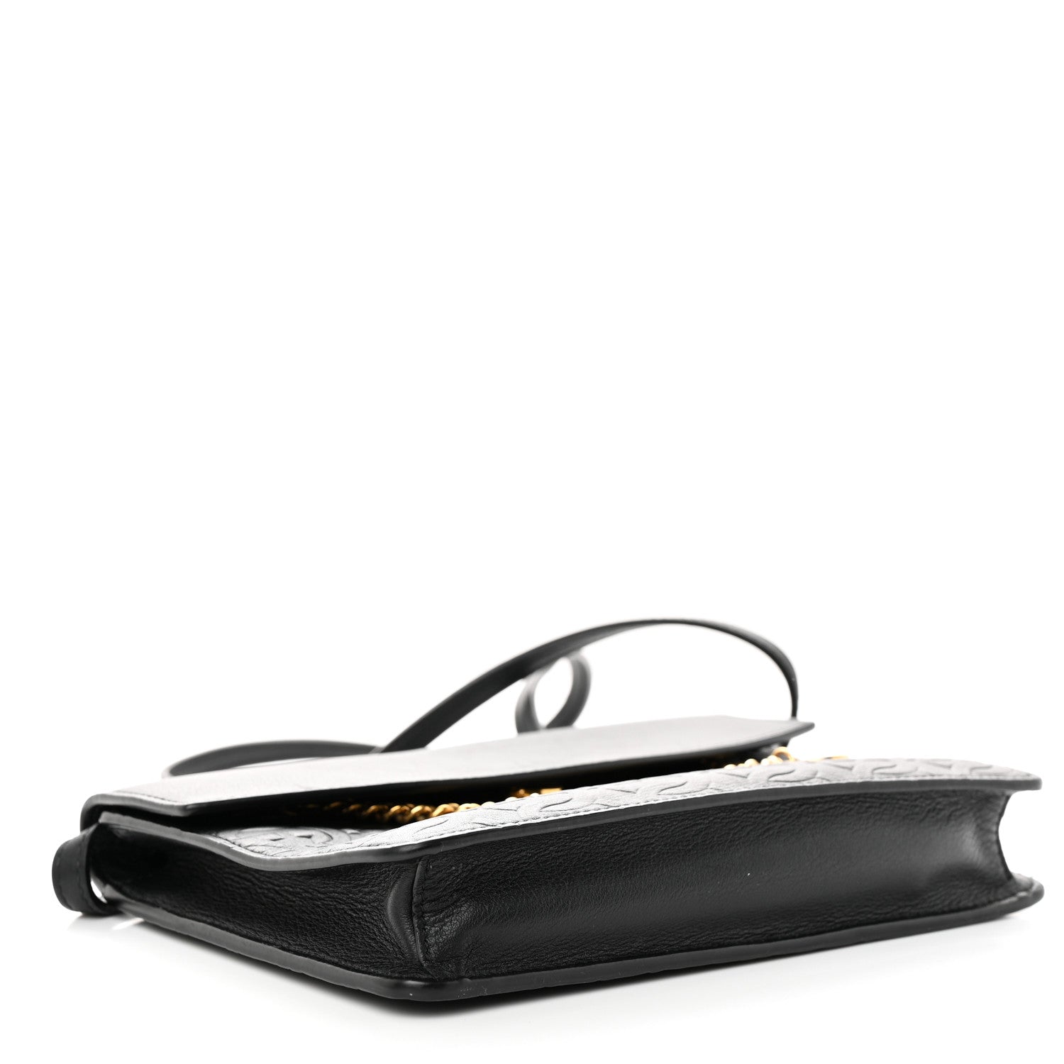 Salvatore Ferragamo Calfskin Gancini Embossed Chain Bag Black 4 of 10