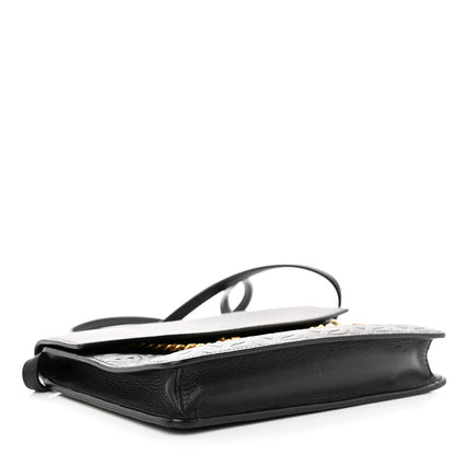 Salvatore Ferragamo Calfskin Gancini Embossed Chain Bag Black 4 of 10