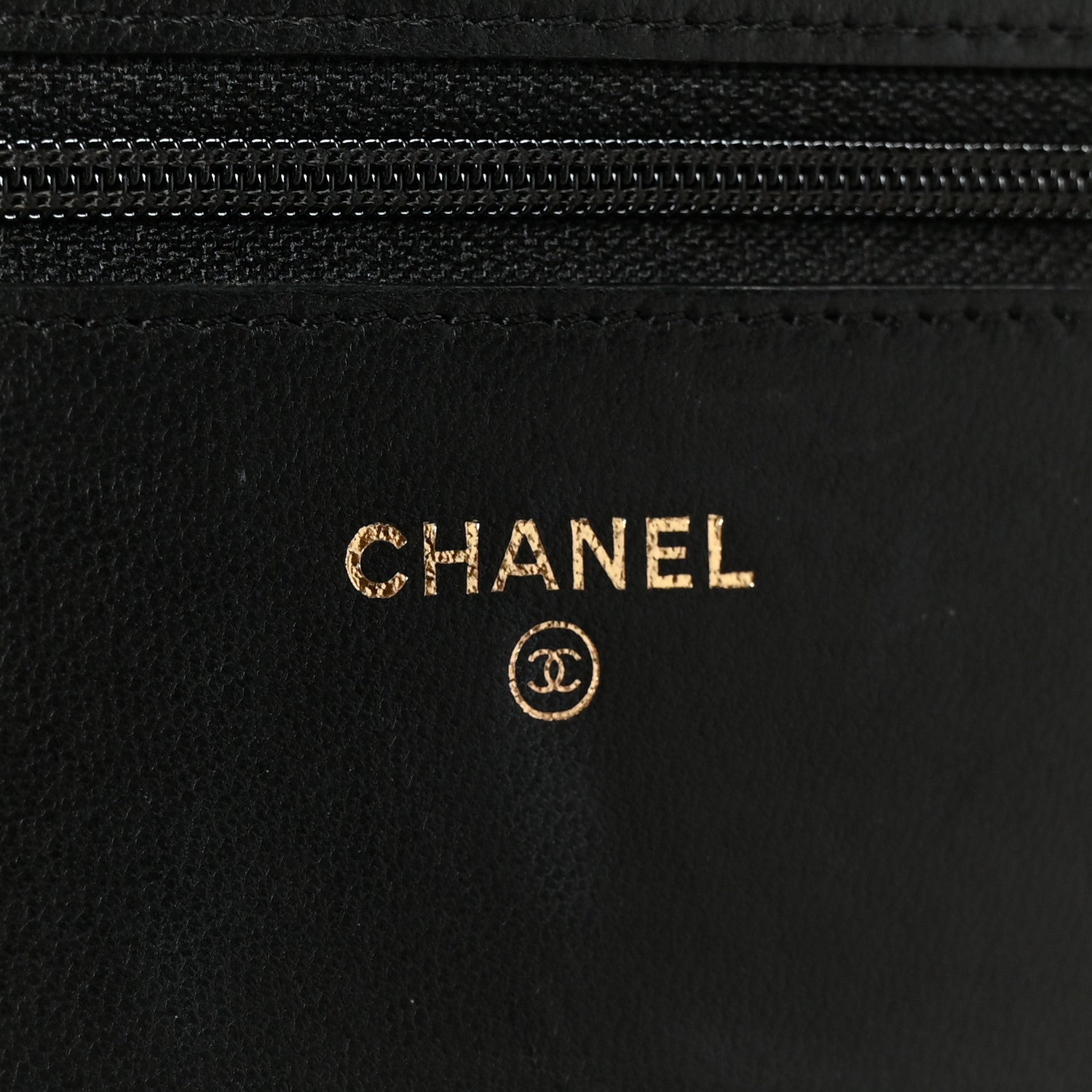 Chanel Lambskin Camellia Embossed Wallet On Chain WOC Black Gold 6 of 11