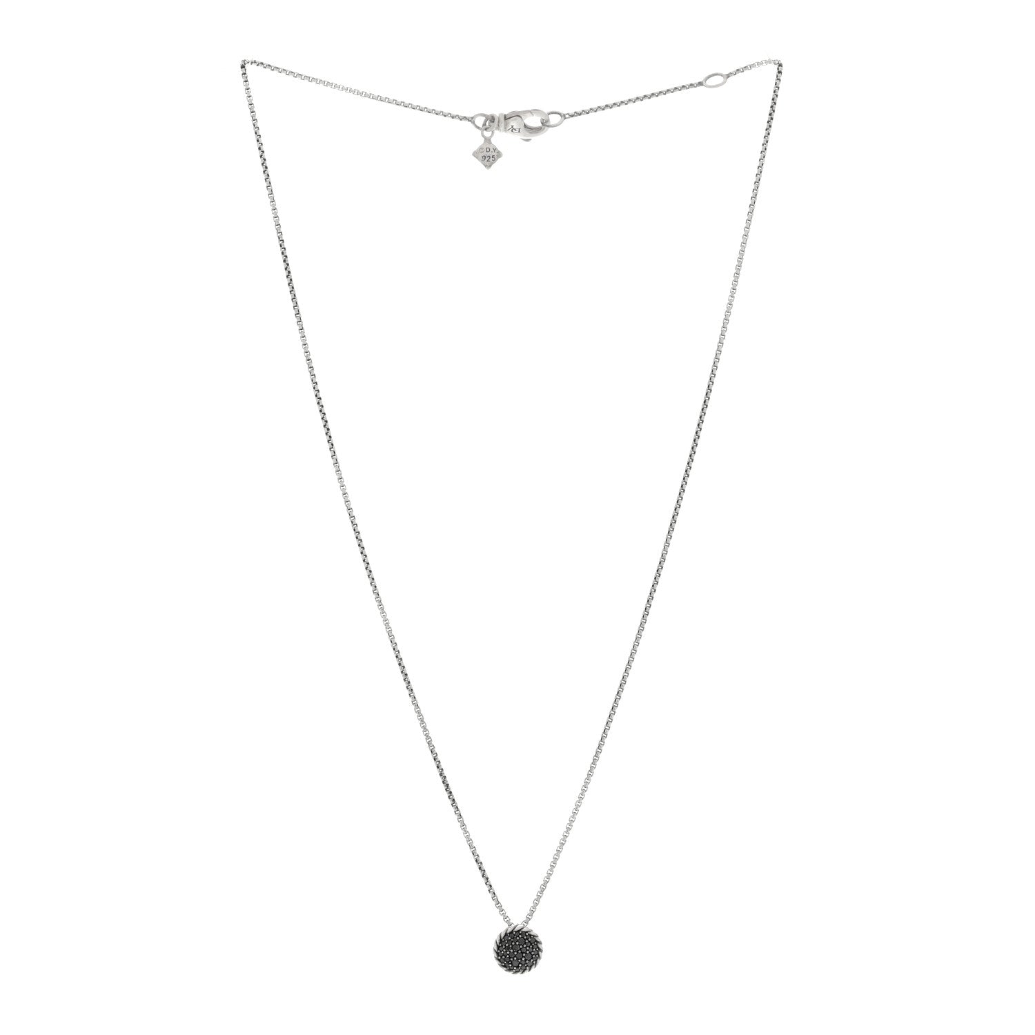 David Yurman Sterling Silver Black Diamond 8mm Petite Chatelaine Pendant Necklace 2 of 3
