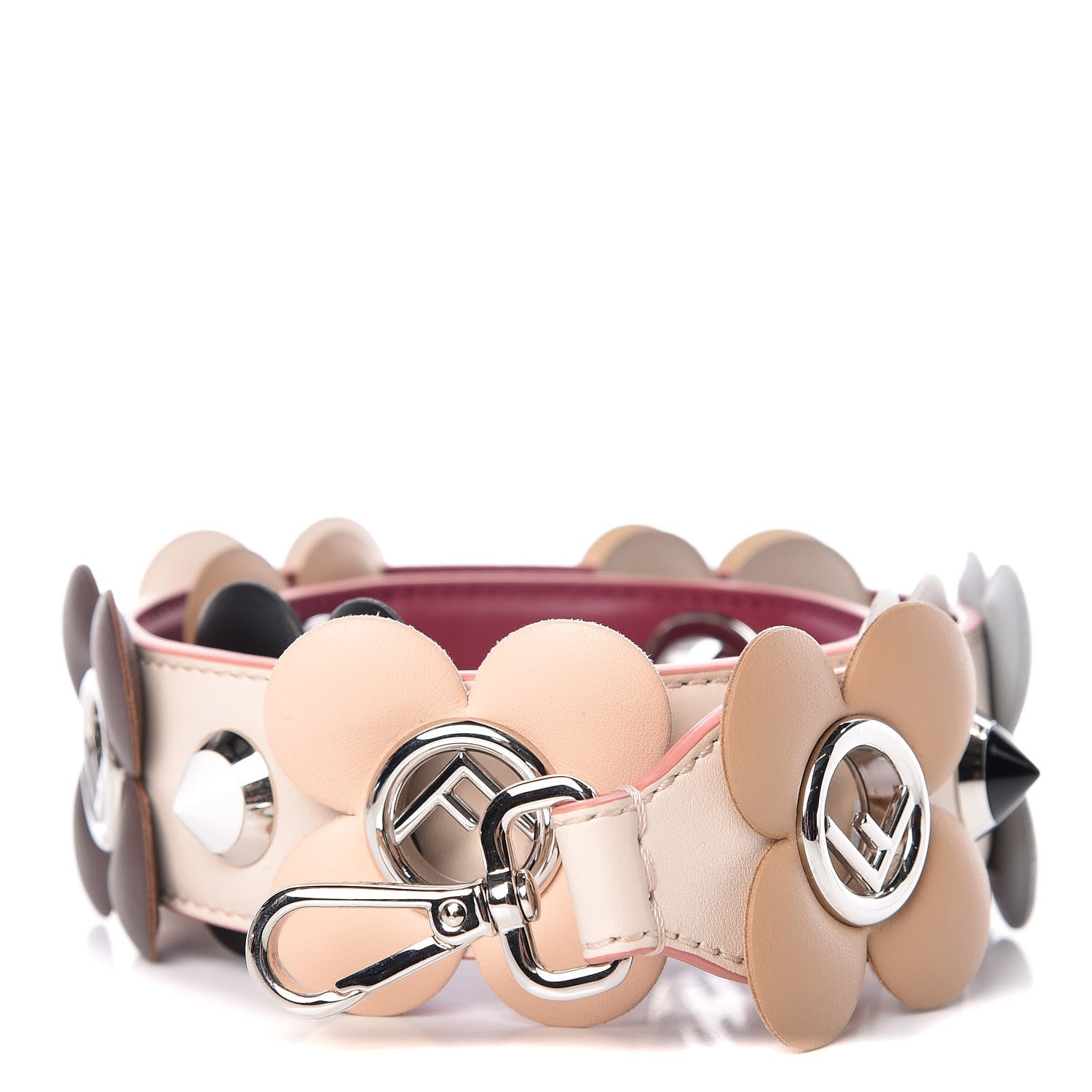 Fendi Calfskin F is Studded Flower Strap You Camelia 1 of 5