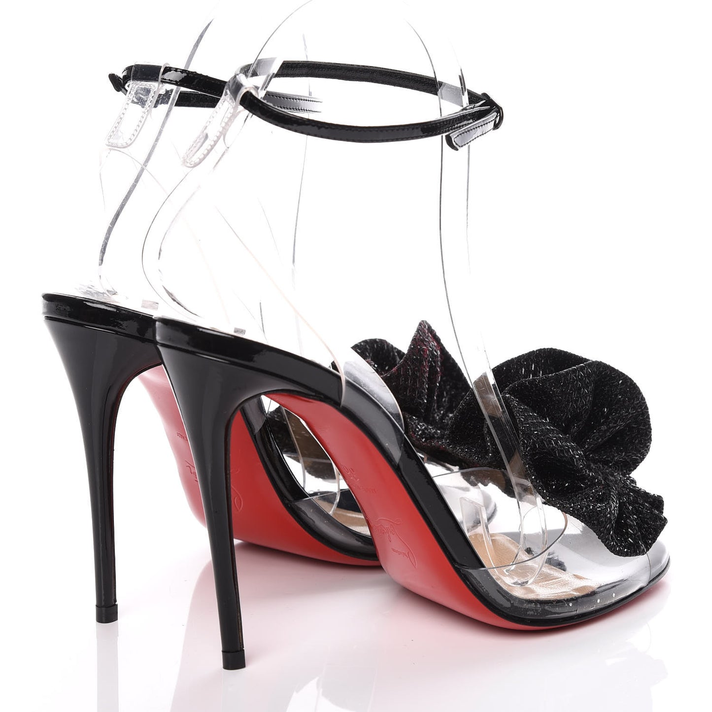 Metallic Calfskin Glitter Tonic PVC Fossiliza 100 Sandals 36 Black