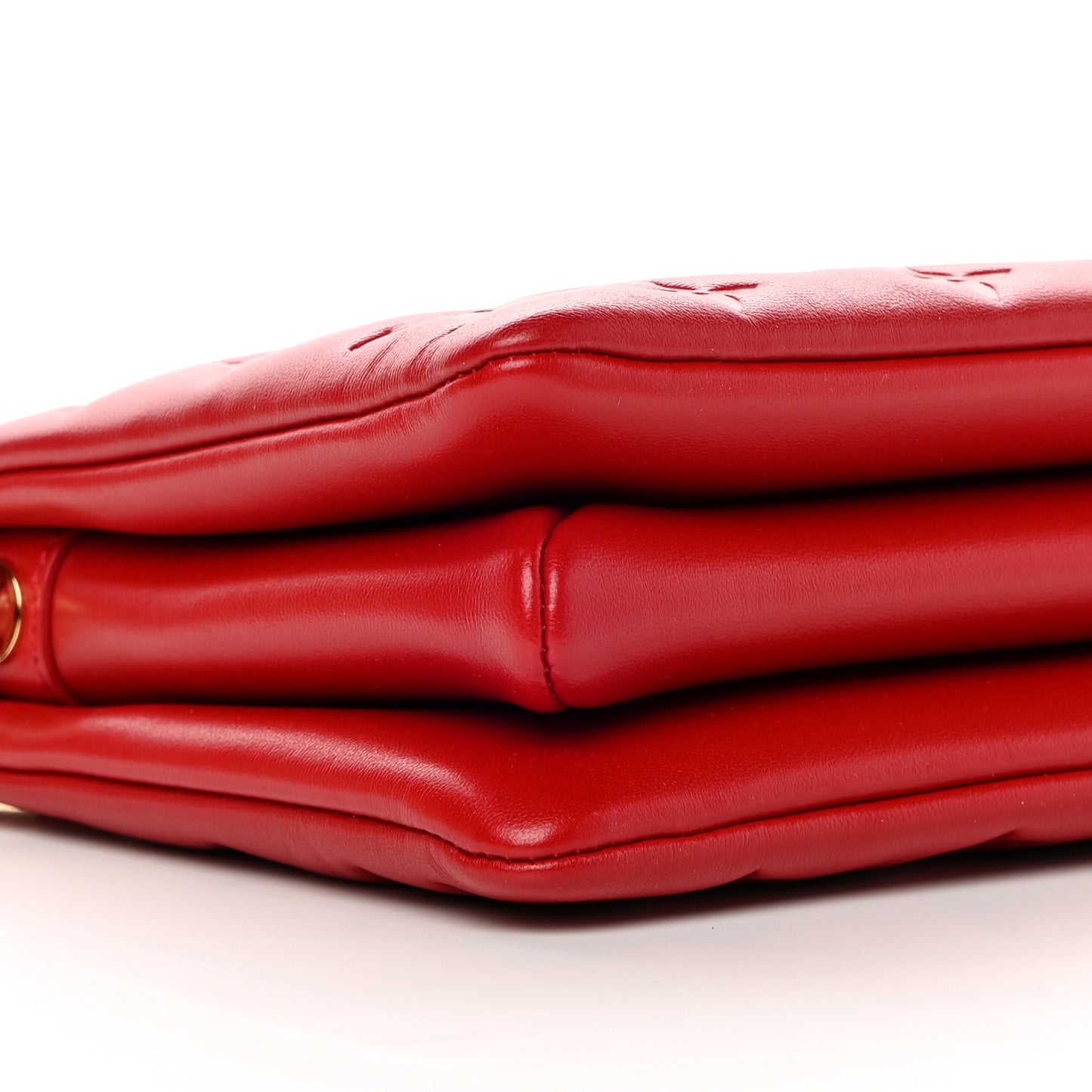 Mother of Pearl Lambskin Embossed Monogram Coussin BB Red Green