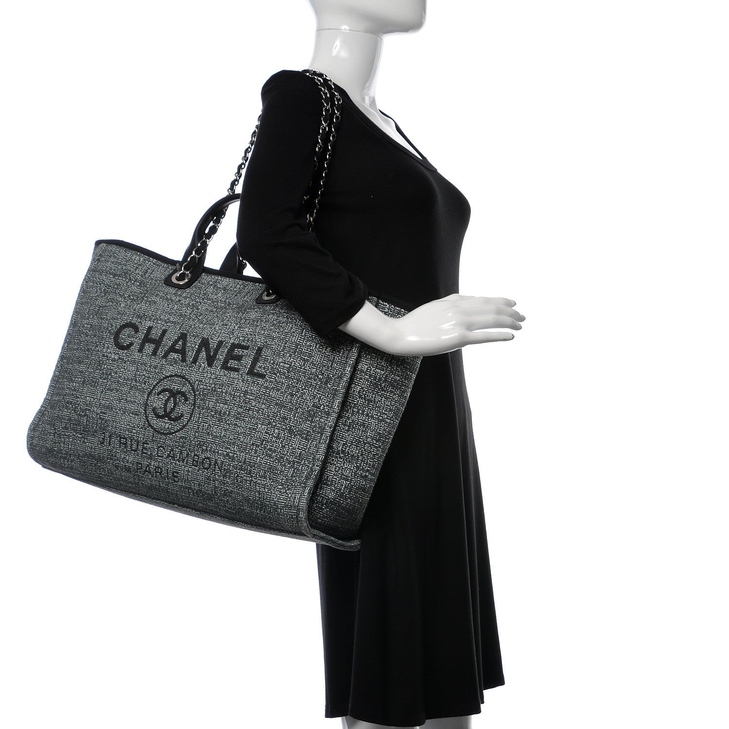 Chanel Canvas Medium Deauville Tote Charcoal 2 of 11