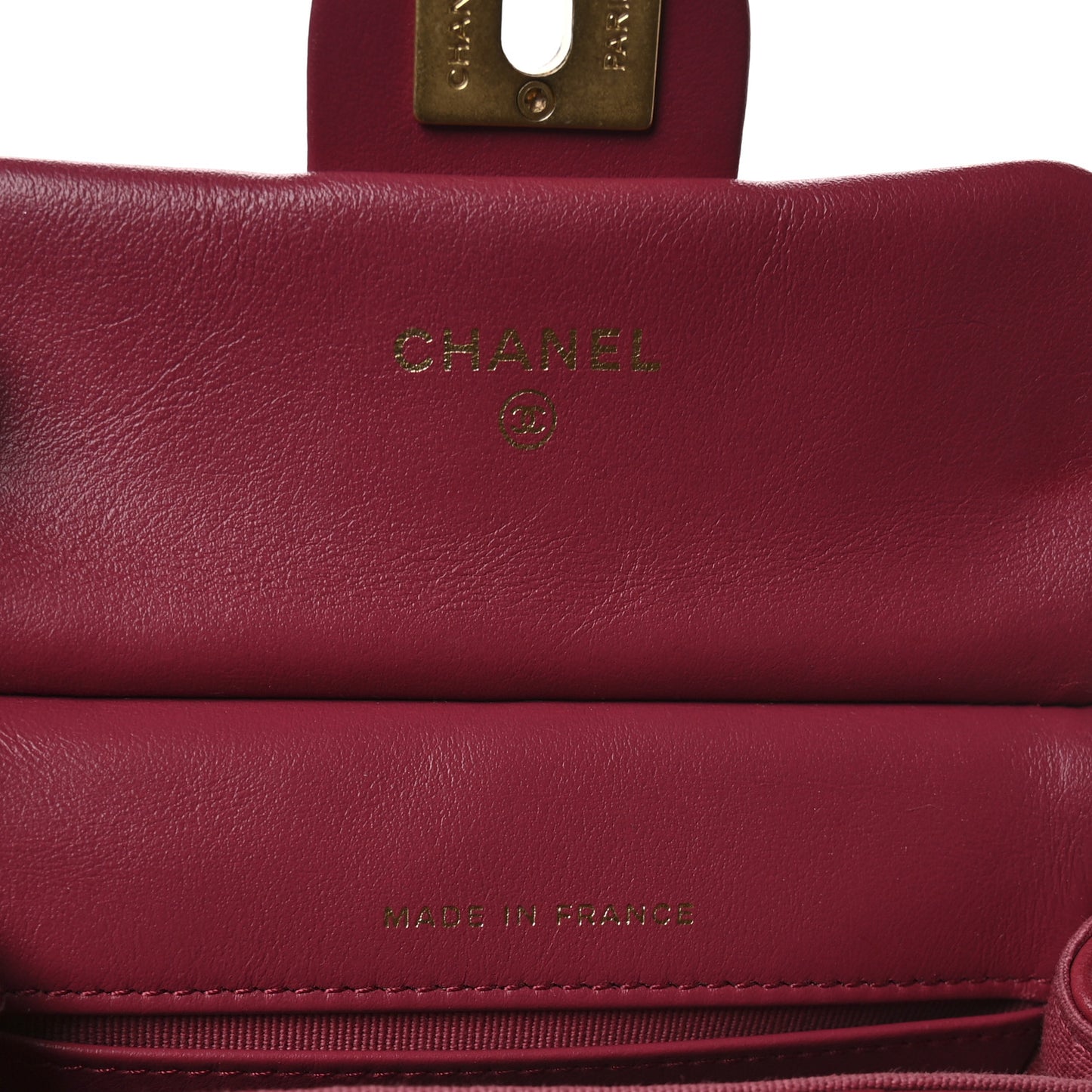 Calfskin Quilted Lady Handle Flap Card Holder With Chain Dark Pink