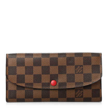 Louis Vuitton Damier Ebene Emilie Wallet Red 1 of 7