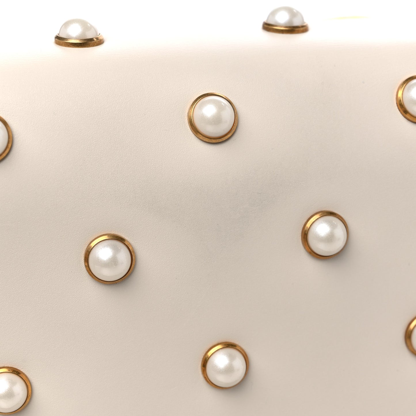 Nappa Pearl Studded Mini Queen Margaret Broadway Shoulder Bag Mystic White