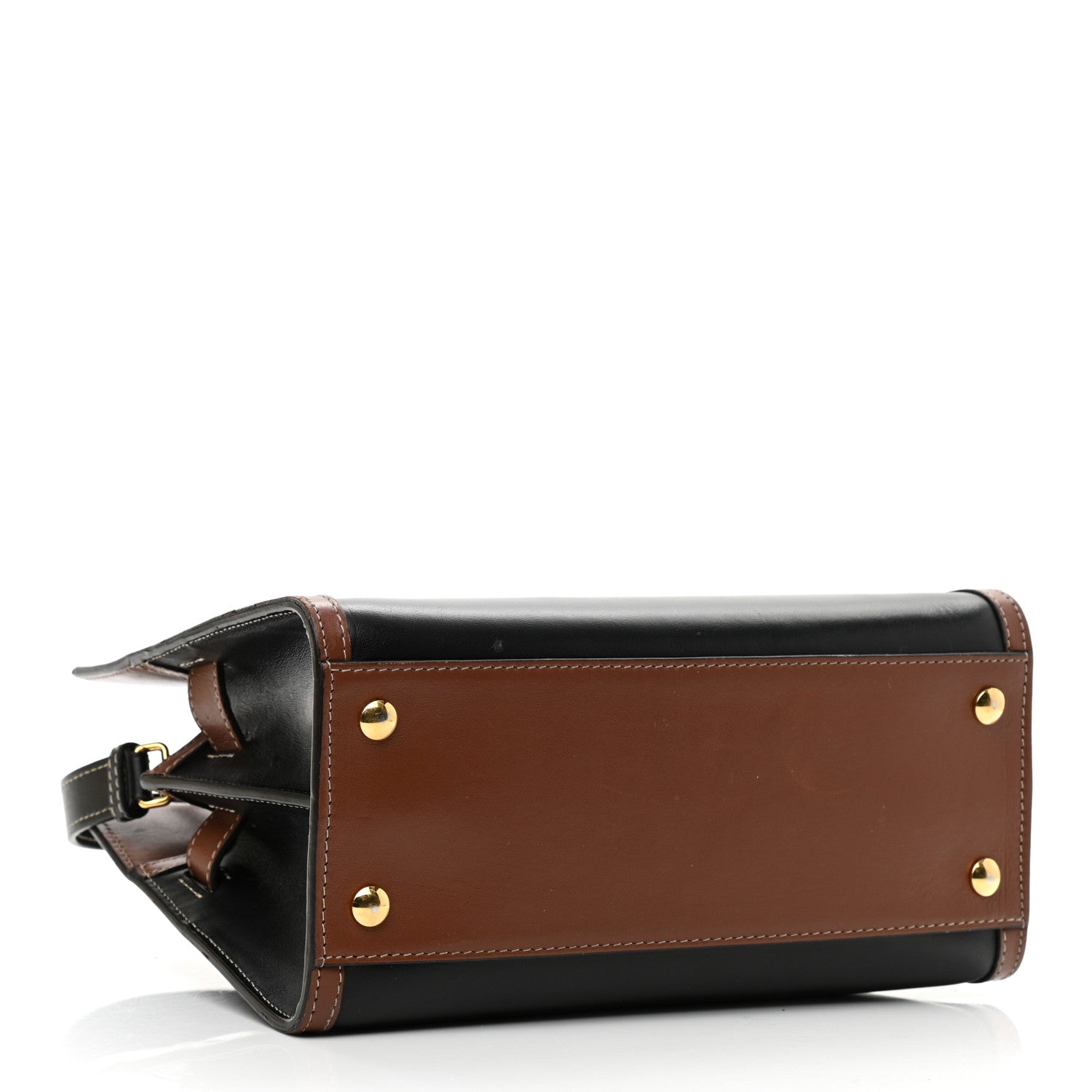 Burberry Calfskin Vintage Check Mini Two Handle Title Bag Black 3 of 10