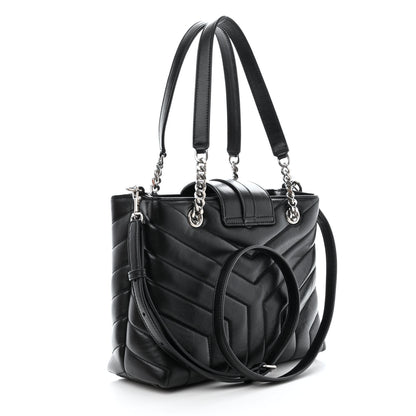 Saint Laurent Calfskin Y Quilted Monogram Small Loulou Shopper Black 3 of 11
