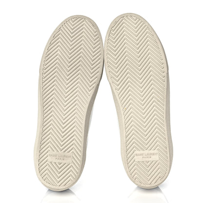 Saint Laurent Calfskin Embroidered Court Classic Sneakers 39 White Black 5 of 9