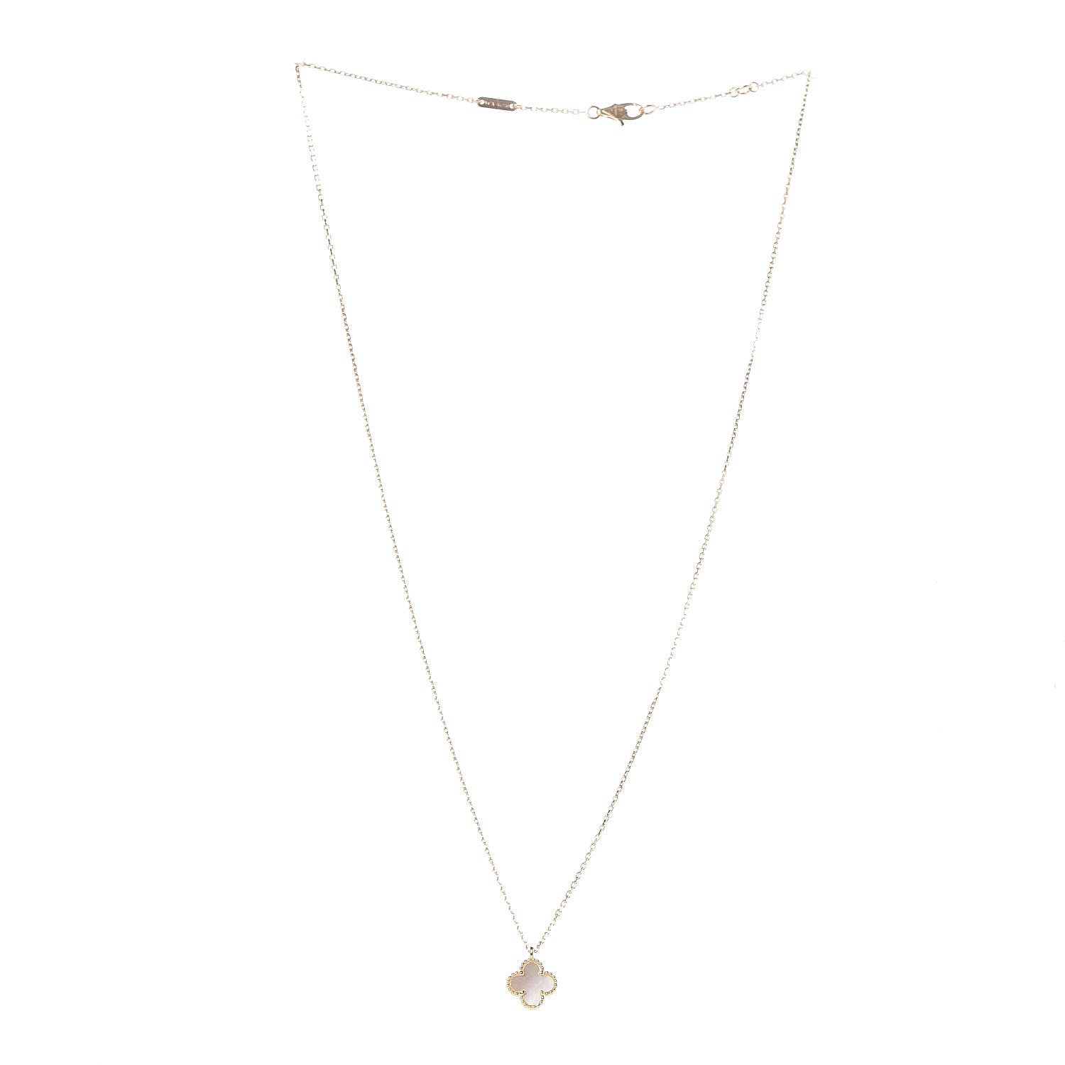 Van Cleef & Arpels 18K Yellow Gold Mother of Pearl Sweet Alhambra Pendant Necklace 3 of 8