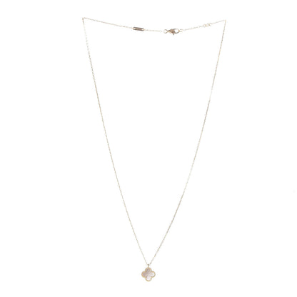 Van Cleef & Arpels 18K Yellow Gold Mother of Pearl Sweet Alhambra Pendant Necklace 3 of 8