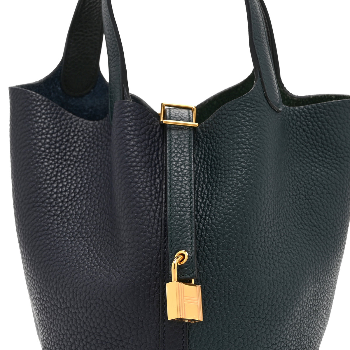 Hermes Taurillon Clemence Casaque Picotin Lock  18 PM Vert Bosphore Deep Bleu 8 of 11