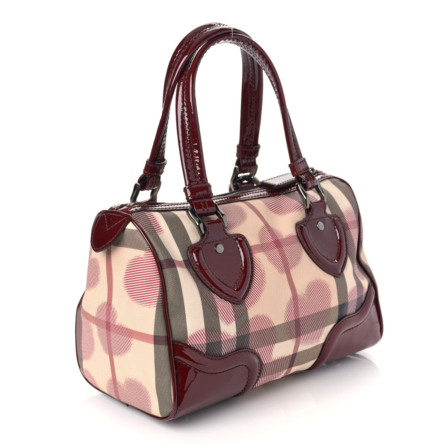 Burberry Nova Check Heart Small Chester Bowling Bag Berry Red 3 of 8