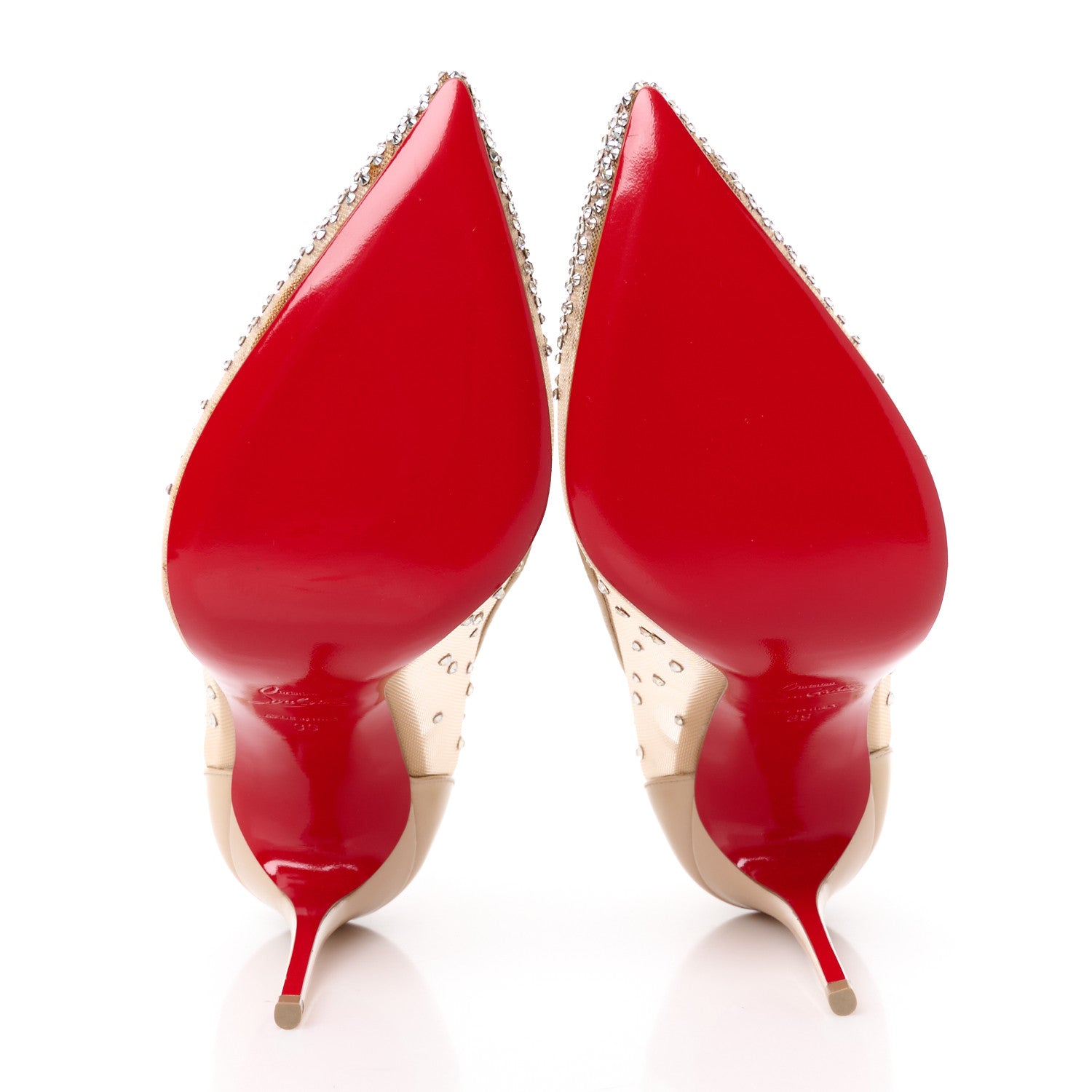 Christian Louboutin Suede Lame Crystal Strass Follies 100 Pumps  39 Light Silk 6 of 9