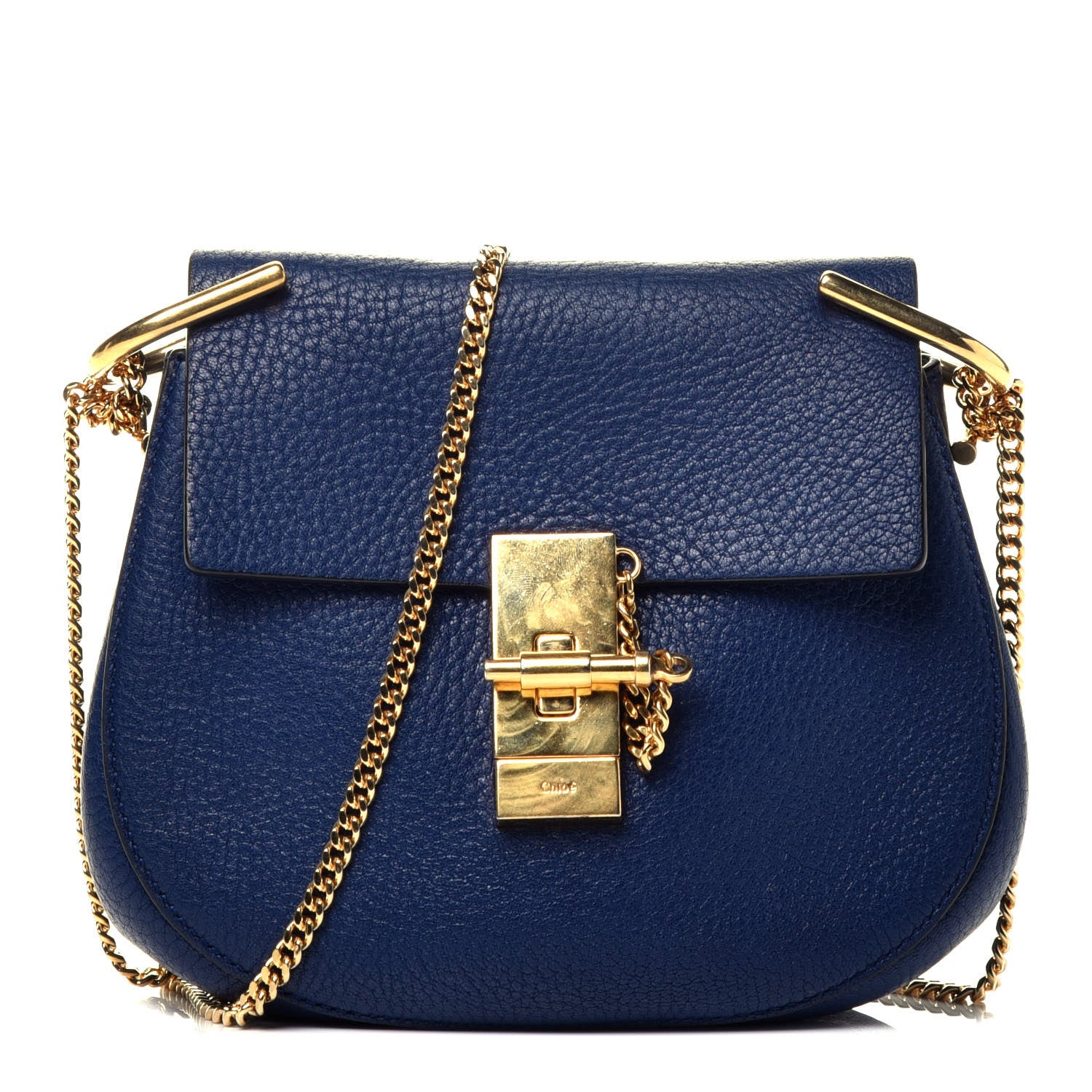 Chloe Grained Lambskin Mini Drew Shoulder Bag Royal Navy 1 of 9