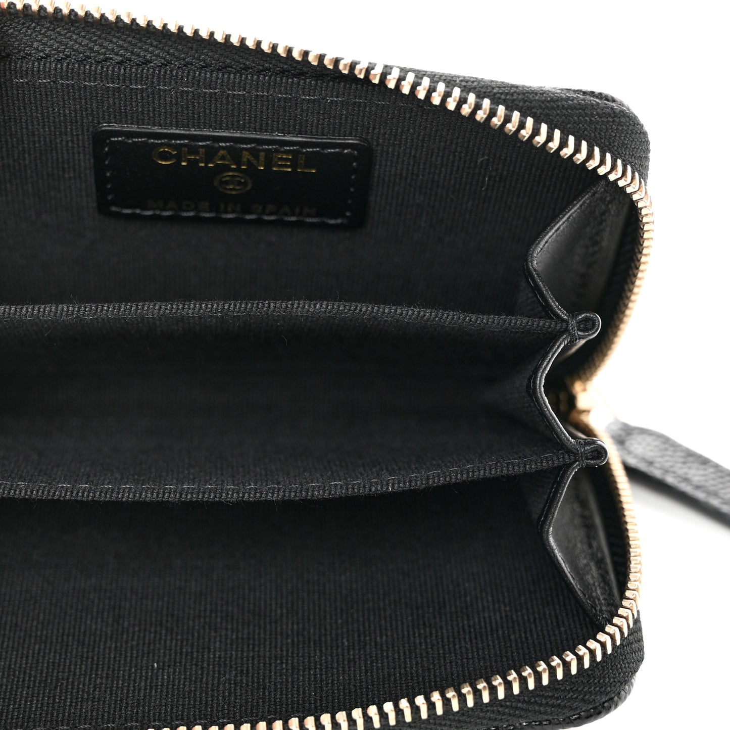 Caviar Enamel Coco Casino Quilted Zip Coin Purse Black