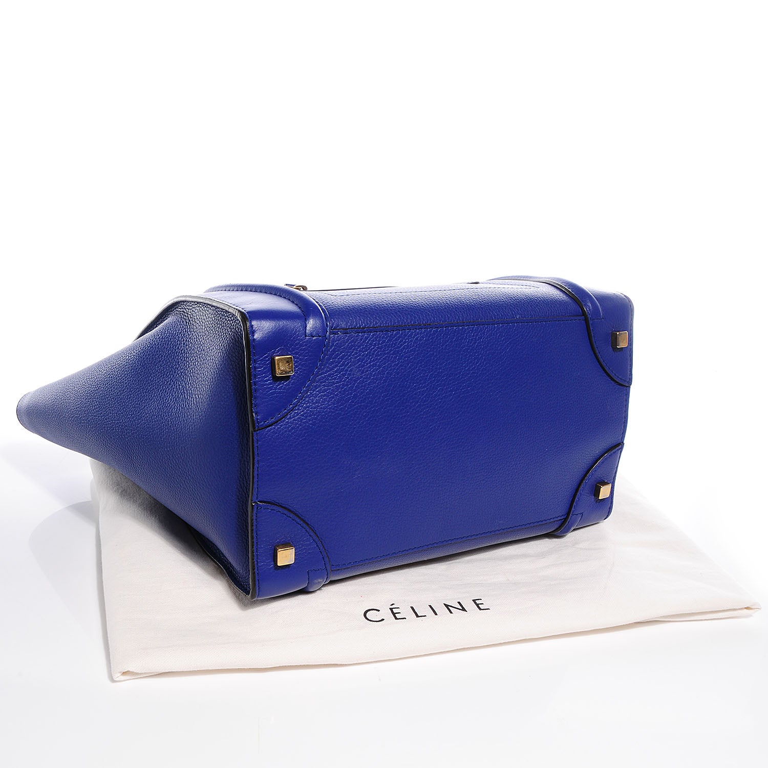 Celine Drummed Calfskin Mini Luggage Indigo 4 of 9
