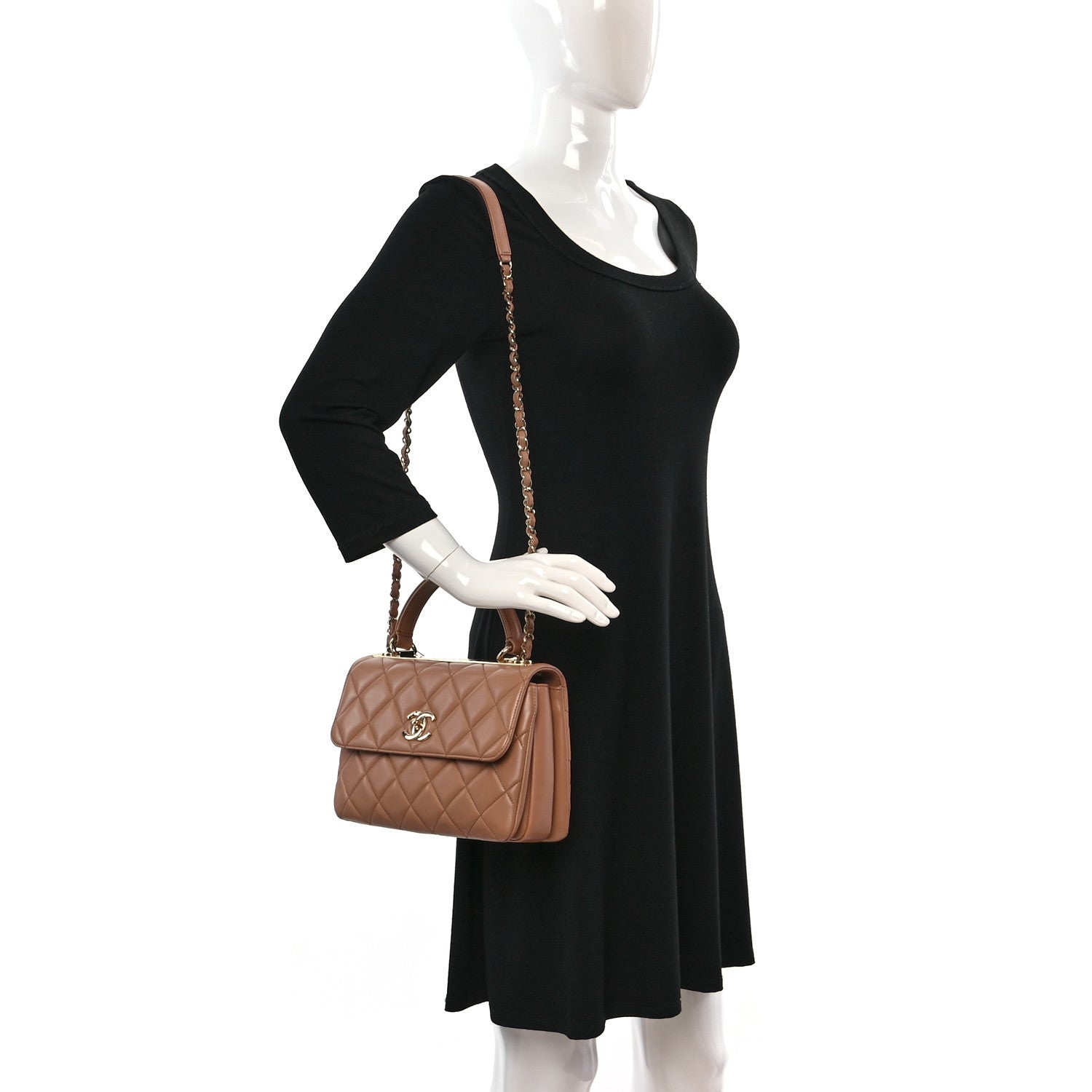 Chanel Lambskin Quilted Small Trendy CC Flap Dual Handle Bag Camel 2 of 9