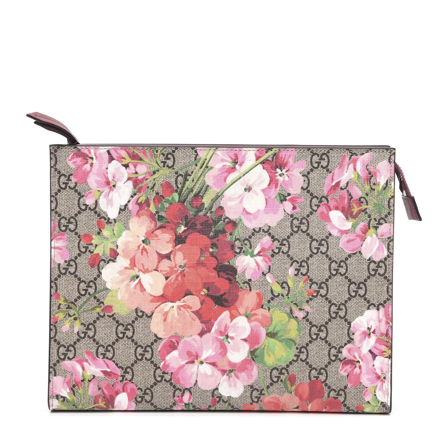 GG Supreme Monogram Blooms Large Cosmetic Case Beige Multicolor Dry Rose