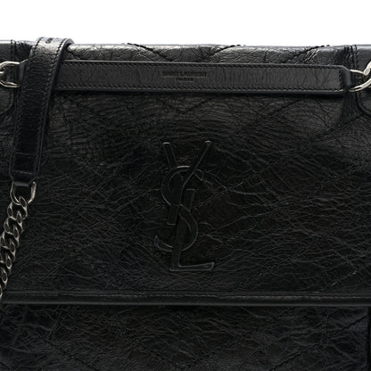 Saint Laurent Crinkled Calfskin Matelasse Monogram Medium Niki Chain Satchel Black 7 of 9