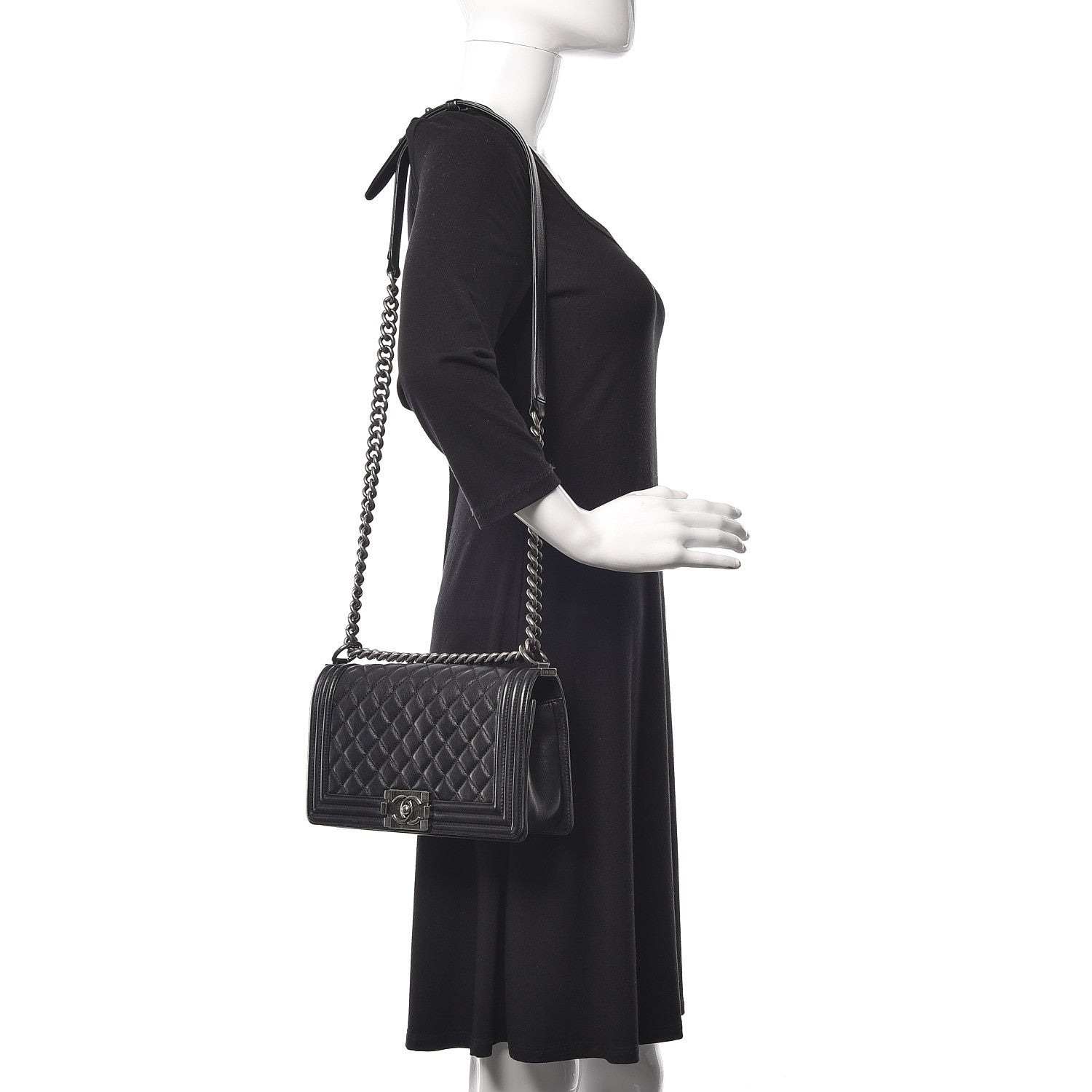 Chanel Calfskin Quilted Medium Boy Flap Black 2 of 16