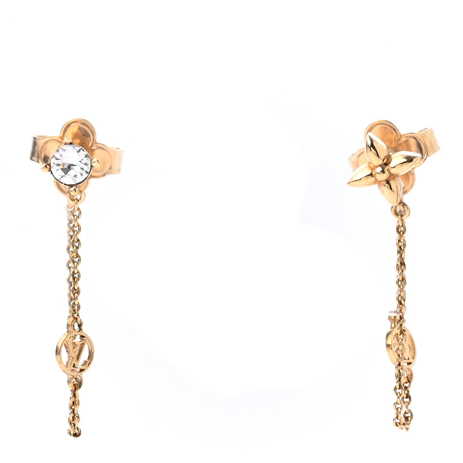 Louis Vuitton Metal Crystal Petit Louis Earrings Gold 1 of 4