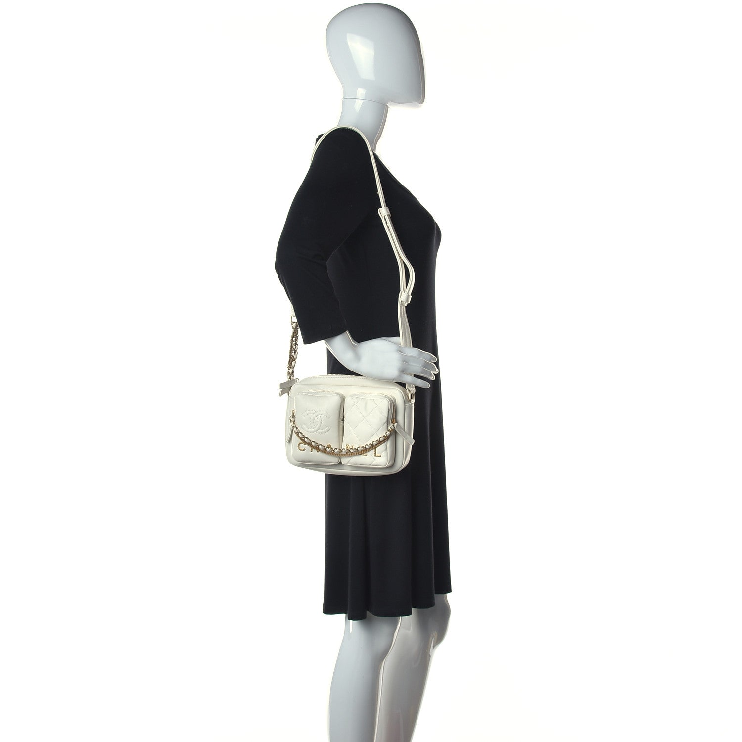 Chanel Calfskin Quilted Small Camera Case White 3 of 21