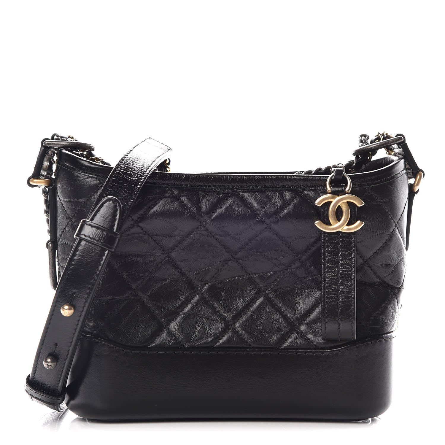 Chanel Aged Calfskin Quilted Small Gabrielle Hobo Black 1 of 10