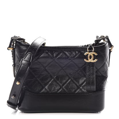 Chanel Aged Calfskin Quilted Small Gabrielle Hobo Black 1 of 10