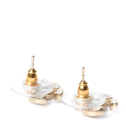 Chanel Crystal Timeless CC Earrings Light Gold 3 of 4