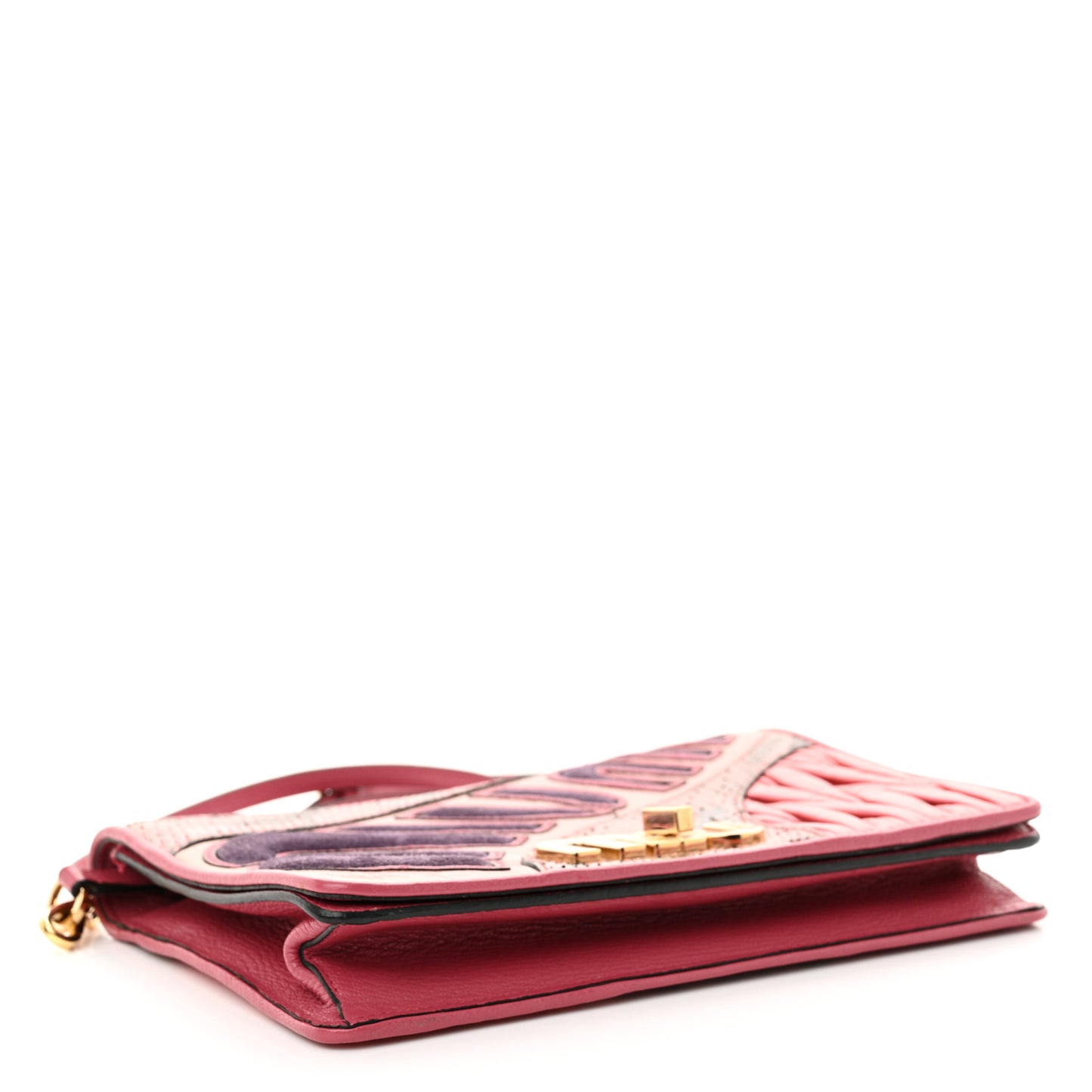 Goatskin Snakeskin Madras Nappa Matelasse Patchwork Shoulder Bag  Rosa