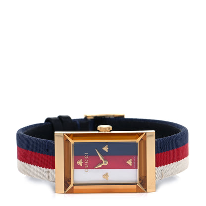 Gucci Stainless Steel Nylon Mother of Pearl 21mm Web G-Frame Quartz Watch Blue 2 of 6