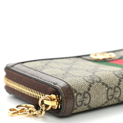 Gucci GG Supreme Monogram Web Ophidia Zip Around Wallet Brown 9 of 11