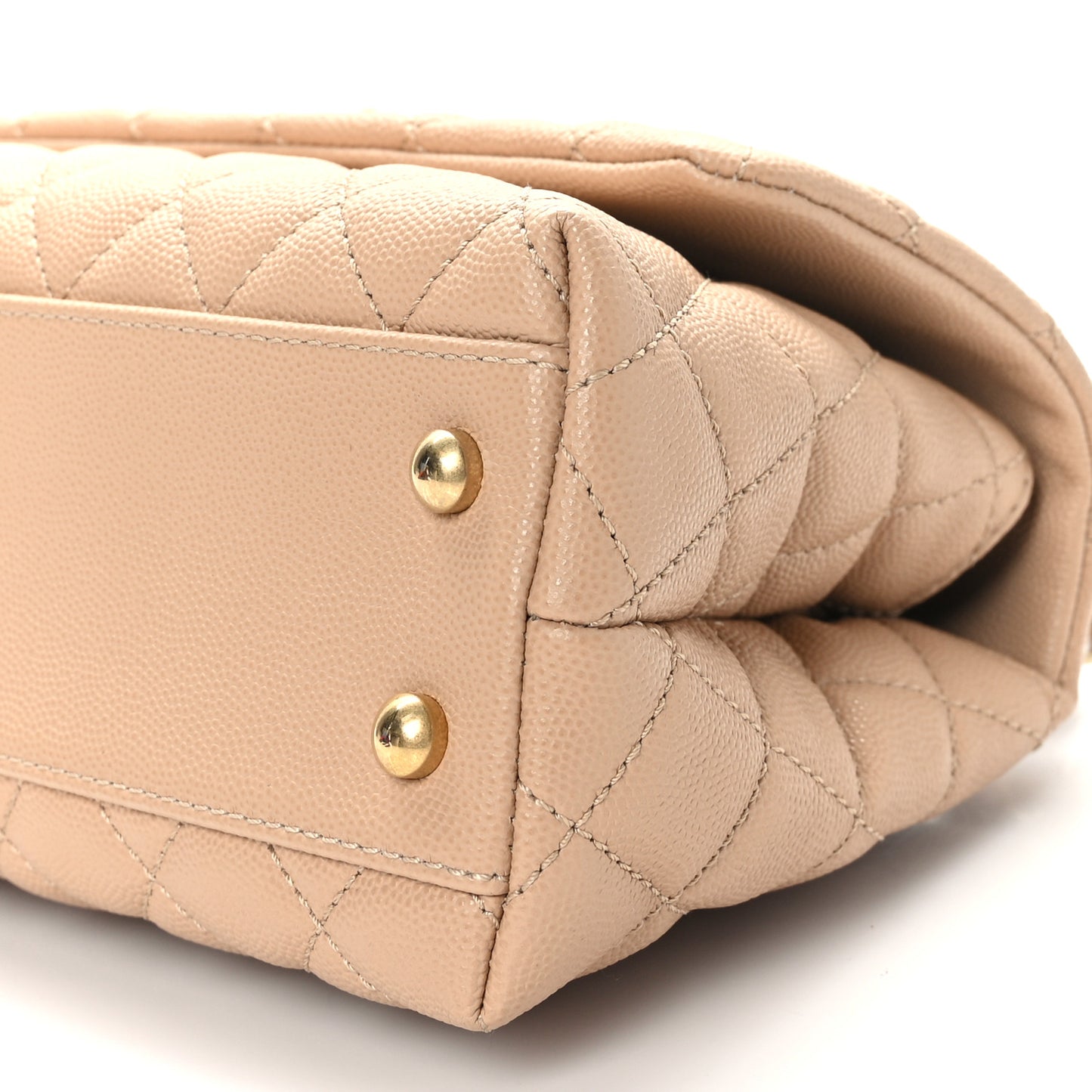 Caviar Lizard Embossed Quilted Mini Coco Handle Flap Beige
